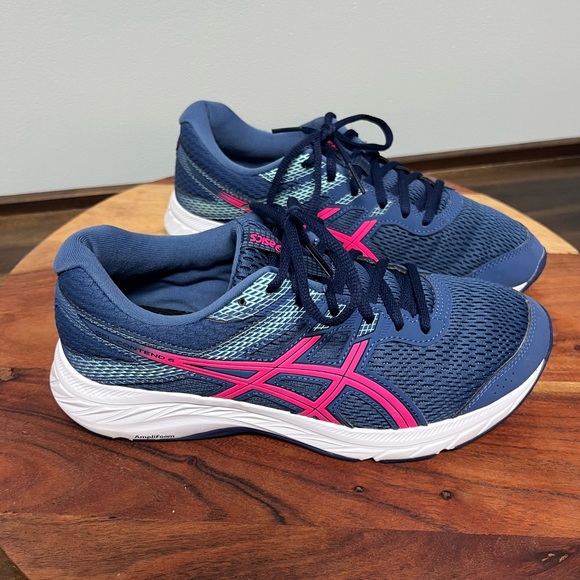 ASICS Gel Contend 6 Running Shoe Grand Shark/Pink Glo Colorway Women Size 9 - Picture 3 of 9